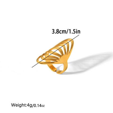 Moda 18K Placcato Oro Acciaio Inossidabile Cavo Multi Linea Forma Ventaglio Regolabile Anello Aperto Gioielli Donna