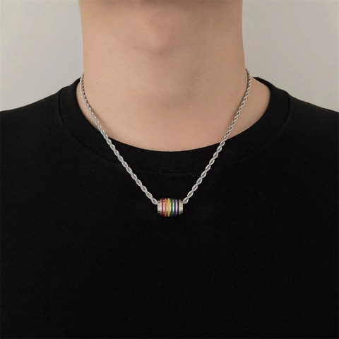 Collana Pendente Arcobaleno E Bracciale Acciaio Inossidabile Catena Serpente Pride LGBTQ Gioielli Hip Hop Minimalisti