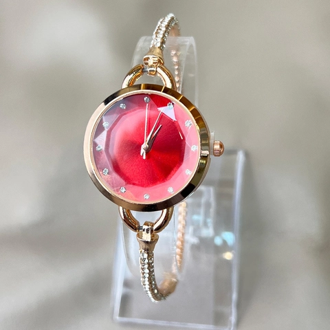 Women Quartz Watch Elegant Alloy Bracelet Strap Rhinestone Decoration Faceted Dial Ladies Wristwatch Jewelry Gift