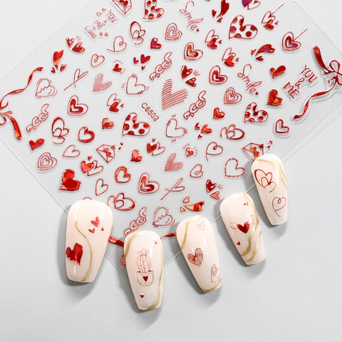 Adesivi Per Unghie San Valentino Laser Olografico Metallico Cuore Amore Autoadesivi Romantici Dolci Decalcomanie Per Donne