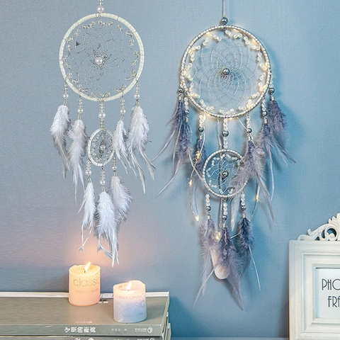 Handmade Dreamcatcher Feather Wall Hanging Decor Woven Beads Boho Style Ornament Home Bedroom