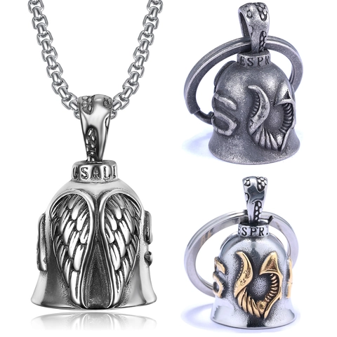 Collana Con Pendente A Campana Biker In Acciaio Inossidabile Vintage Guardian Bell Con Ali Di Aquila E Croce Per Uomo
