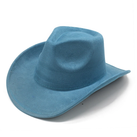 Vintage Western Cowboy Hat Suede Solid Color Wide Brim Stiff Top Jazz Fedora For Men Women Casual Outdoor