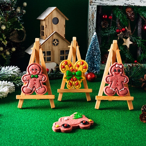 Moldes Para Galletas De Navidad Plástico PLA Tipo De Prensa 3D Dibujos Animados Papá Noel Muñeco De Nieve Herramientas De Horneado