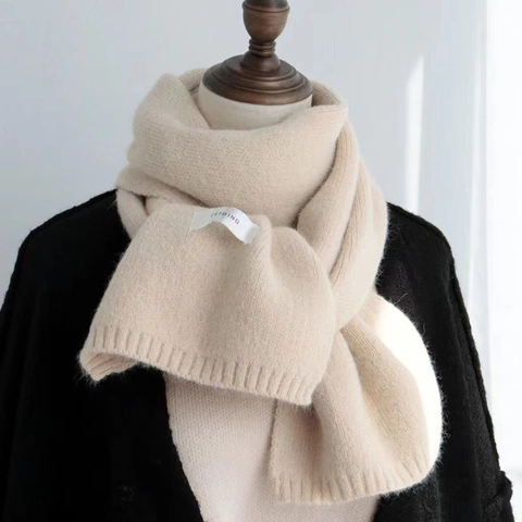 Sciarpa In Maglia Invernale Morbida Calda Acrilico Imitazione Cashmere Tinta Unita Stile Ins Coreano Versatile Per Donna Uomo