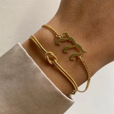 Pulsera De Cadena De Serpiente Con Nudo De Moda Acero Inoxidable Chapado En Oro De 18K Joyería Para Mujeres Regalo