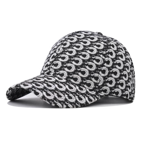 Casquette Baseball Imprimé Monogramme Vintage Coton Jacquard Ajustable Protection Solaire Chapeau Mode Hommes Femmes