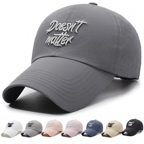 Baseball Cap Polyester Quick Dry Laser Cut Breathable Embroidery Sun Hat Outdoor Sports Casual Unisex Adjustable