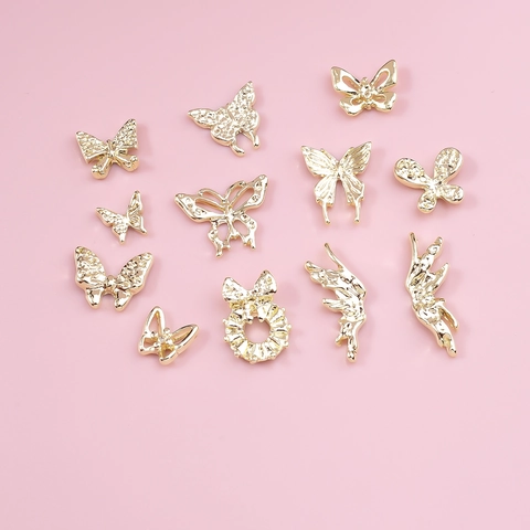 Butterfly Nail Art Charms Alloy Rhinestone Metal 3D Hollowed Manicure Decoration DIY Design Accessories