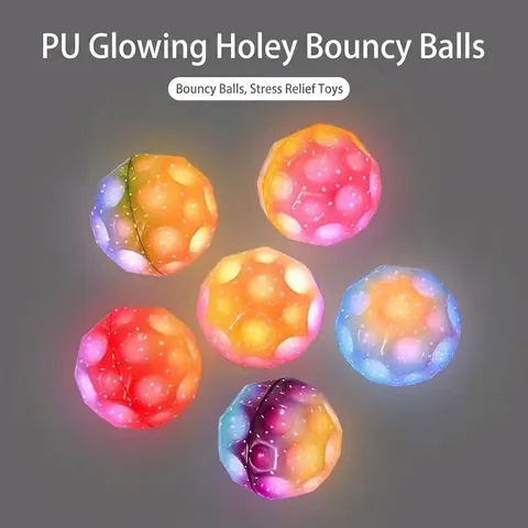 High Elastic PU Foam Moon Ball Glow In The Dark Stress Relief Bouncing Toy Colorful Starry Pattern For Kids Youth