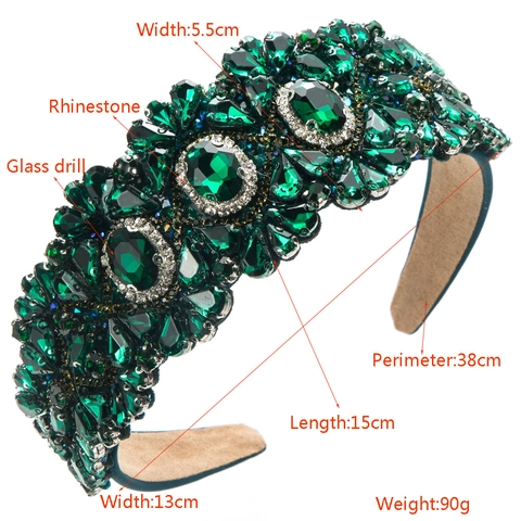 Cerchietto Barocco A Tesa Larga Per Donna Tessuto Di Lusso Strass In Vetro Vintage Palazzo Accessori Per Feste Colorati