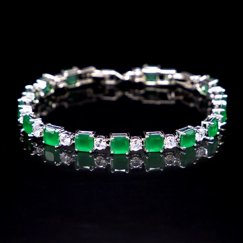 Elegant Geometric Square Round AAA Zirconia Tennis Bracelet For Women High Quality Brass Gold Silver Plated Jewelry Gift