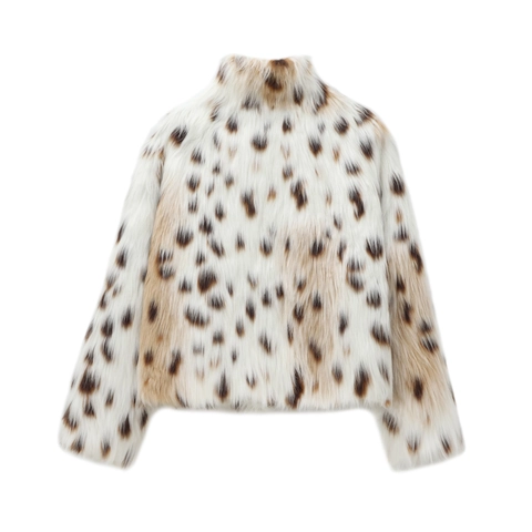 Cappotto In Pelliccia Sintetica Leopardata Da Donna Collo Alto Con Cerniera Giacca Corta In Peluche Chic Elegante Casual