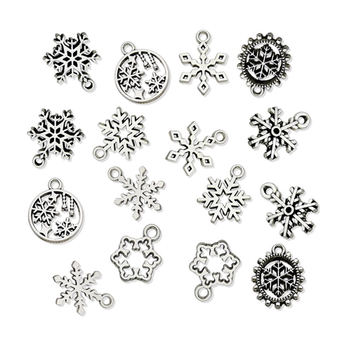 Weihnachten Schneeflocke Legierung Anhänger Antik Silber Metall Charms Für DIY Halskette Armband Schmuckherstellung Deko