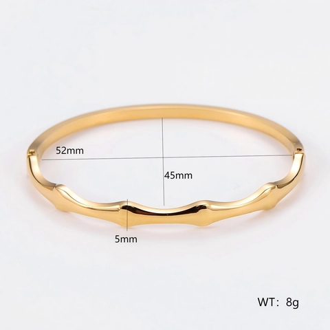 Brazalete De Bambú Minimalista De Acero Inoxidable 304 Pulsera Con Hebilla Geométrica Para Mujer Joyería Elegante