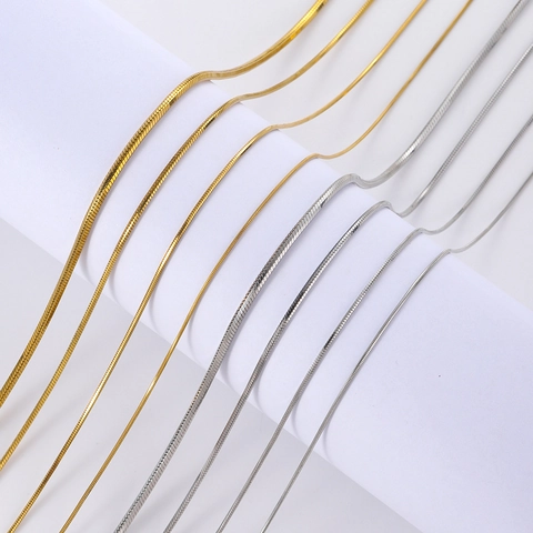 Collar De Cadena De Serpiente De Acero Inoxidable Octagonal Minimalista Choker Para Mujeres Hombres Joyería Chapada En Oro 18K