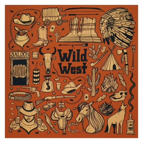 Vintage Αμερικανικό Wild West Cowboy Ινδιάνικο Τυπωμένο Βαμβακερό Μπαντάνα για Άνδρες Γυναίκες Outdoor Hip Hop Streetwear Τετράγωνο Μαντήλι