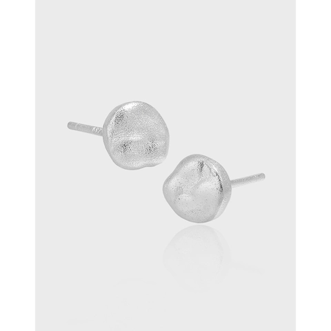 Pendientes De Botón Plata De Ley 925 Forma Orgánica Irregular Textura Lava Joyas Geométricas Minimalistas Para Mujeres
