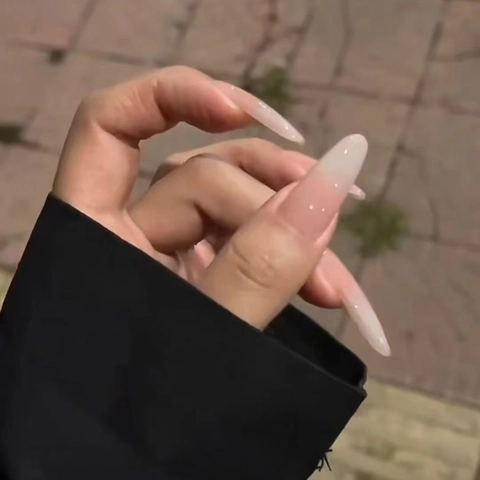Lange Wassertropfen Nude Ombre Gradient Press On Nägel Elegante Künstliche Falsche Nagelspitzen Für Frauen Salon Maniküre
