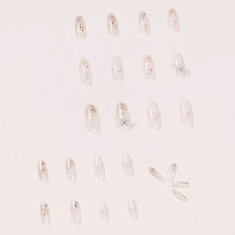 Schmetterling Press On Nägel Lange Mandelform 3D Glitzer Marmor Design Künstliche Falsche Fingernägel Für Frauen DIY Maniküre