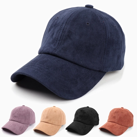Faux Suede Baseball Cap Solid Color Adjustable Curved Brim Soft Top Outdoor Casual Sun Hat For Men And Women