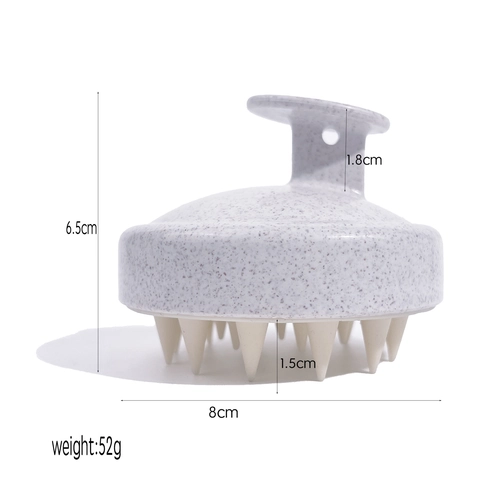 Scalp Massage Brush Wheat Straw Hair Washing Comb Soft Silicone Bristles Manual Head Massager Wet Dry Use Grey