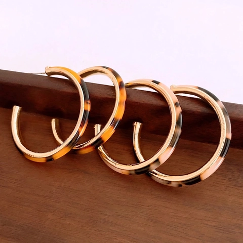 Vintage C-Vormige Multi-Gekleurde Oorbellen Met 925 Sterling Zilveren Oorsteker Hars Legering Voor Dames Mode