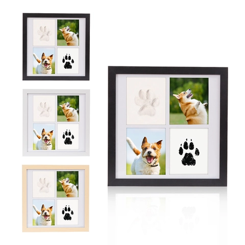 Marco Conmemorativo Huella De Mascota Recuerdo Madera Con Arcilla Y Tinta Para Perros Gatos Exhibición Fotos Ventanas