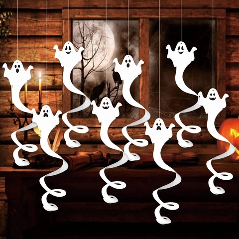 Decorazioni Appese Fantasma Halloween Spirali In Carta Casa Stregata Bar Festa Ornamenti