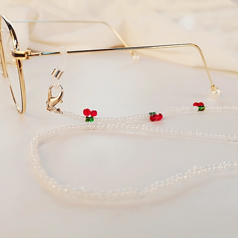 Glasses Chain Cherry Beaded Colorful Beads Mask Lanyard Anti-Lost Neck Strap Sunglasses Cord Accessory For Women