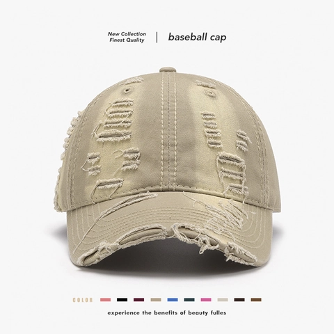 Gorra De Béisbol Distressed De Algodón Con Agujeros Vintage Ajustable Exterior Hip Hop Street Style Gorro Sol Unisex