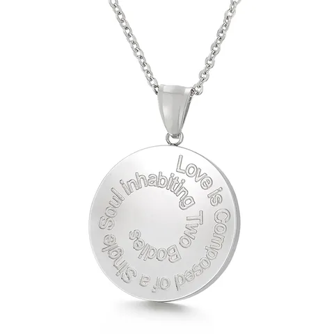 Edelstahl Rund Münze Anhänger Halskette Gravierte Liebe Zitate Erzengel Salomos Siegel Religiöser Vintage Schmuck