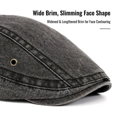 Washed Cotton Canvas Flat Cap Vintage Britischer Stil Schirmmütze Verstellbar Sonnenschutz Für Herren