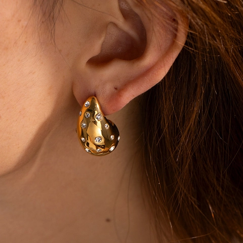 Retro Alloy Waterdrop Stud Earrings For Women Fashion Gold Silver Rhinestone Artificial Pearl Chunky Geometric Earrings Jewelry