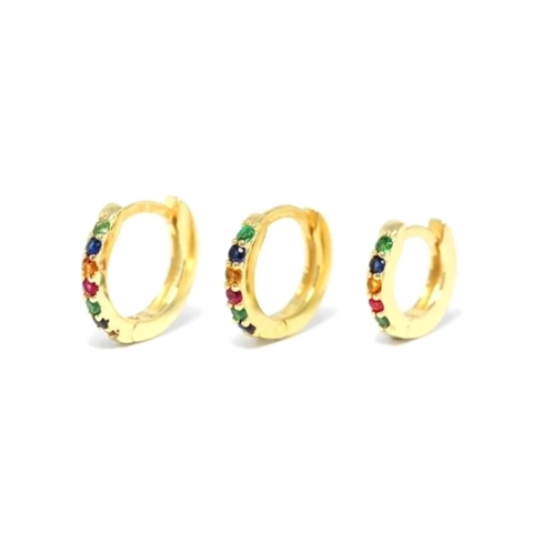 Orecchini a Cerchio Geometrici con Strass Arcobaleno da Donna con Perno in Argento Sterling 925 Gioielli Colorati Regalo
