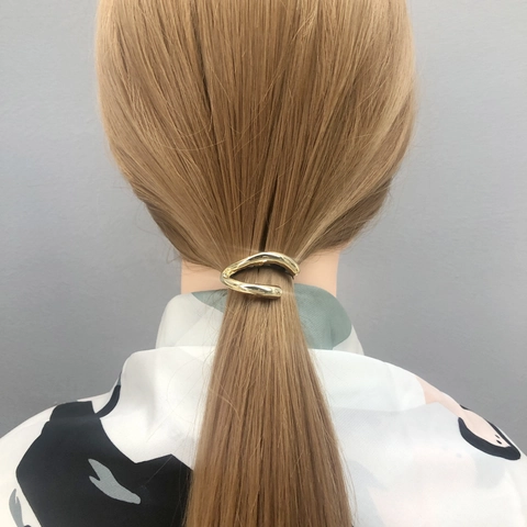 Alloy Metal Ponytail Clip Minimalist Geometric Hair Cuff Accessory For Women Street Style High-End Hairpin