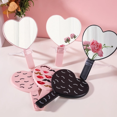 Specchio Da Trucco Portatile A Forma Di Cuore Plastica ABS Specchio Cosmetico Con Stampa Di Ciglia Strumento Di Bellezza