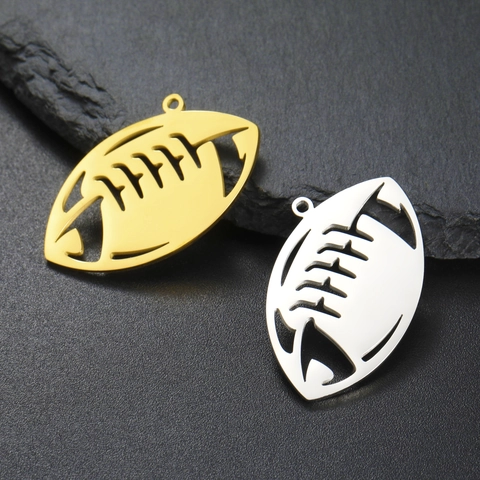 Pendente Football Americano In Acciaio Inossidabile Ciondolo Palla Rugby Cavo Per Accessori Per Creazione Gioielli Fai Da Te