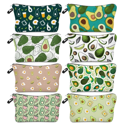 Avocado Pattern Cosmetic Bag Waterproof Polyester Makeup Pouch Travel Toiletry Case Lightweight Organizer For Women