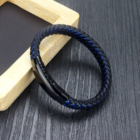 Bracciale Uomo In Pelle Intrecciata Con Chiusura Magnetica In Acciaio Inossidabile Regolabile Punk Retro Gioielli Moda Maschile