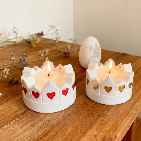 Silicone Mold Circular House Castle Heart Relief DIY Candle Holder Plaster Craft Ornament Making Nordic Style Home Decor