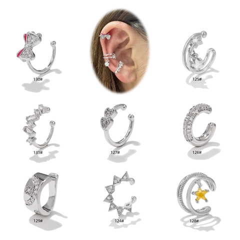 Ear Cuffs Für Damen Ohne Piercing Kupfer Zirkon Stern Herz Schleife Clip On Stapelbar Vintage Schmuck Retro Stil