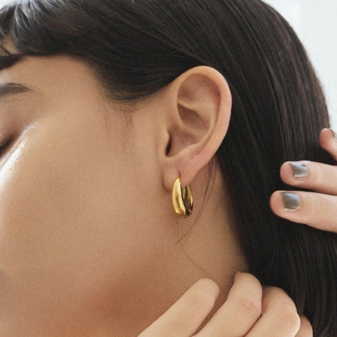Chunky Hoop Ohrringe 18K Vergoldet 304 Edelstahl Minimalistische Geometrische U-Form Hochglanzpoliert Anlaufbeständig