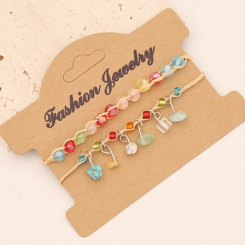 Bohemisch Gewebte Armbänder Naturstein Anhänger Kristallperlen Handgefertigter Schmuck Für Damen