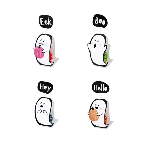Biglietti Decorativi Lecca Lecca Fantasma Halloween Porta Caramelle Carta Patinata Per Regali Festa Stile Cartone Animato