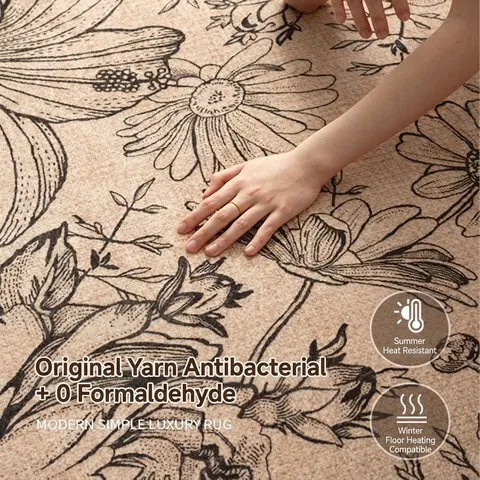 Tappeto Finta Cachemire Poliestere Floreale Impermeabile Antimacchia Soggiorno Camera Da Letto Stile Medievale Francese
