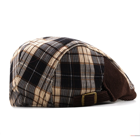 Gorra Plana Vintage De Cuadros Algodón Pana Patchwork Ajustable Ivy Newsboy Sombrero De Conducir Hombre Mujer