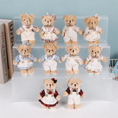 Simpatico Portachiavi a Forma di Orsetto di Peluche in Lino Ciondolo per Borse e Chiavi Bambola di Orsetto di Peluche per Bambini