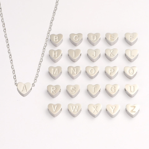 Collar Con Colgante De Corazón Inicial Acero Inoxidable Pulido Espejo Joyería Elegante Estilo Ins Mujeres Hombres