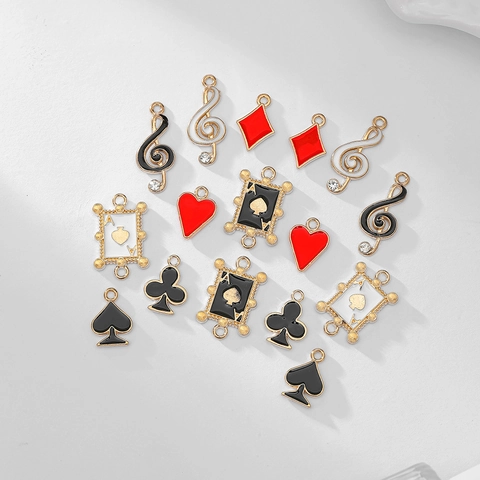 Legierung Emaille Poker Karten Anhänger Musiknoten Pendants Für DIY Schmuckherstellung Ohrringe Halskette Armband Gold